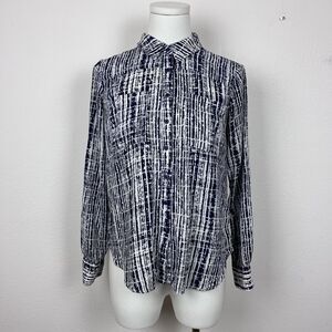 Anthropologie Holding Horses Shirt Womens Zero Sammie Button Office Career Blue